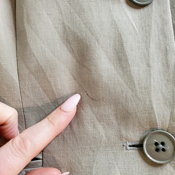 LAUREN RALPH LAUREN/ Silk linen blazer khaki green sage green tan - Picture 9 of 14